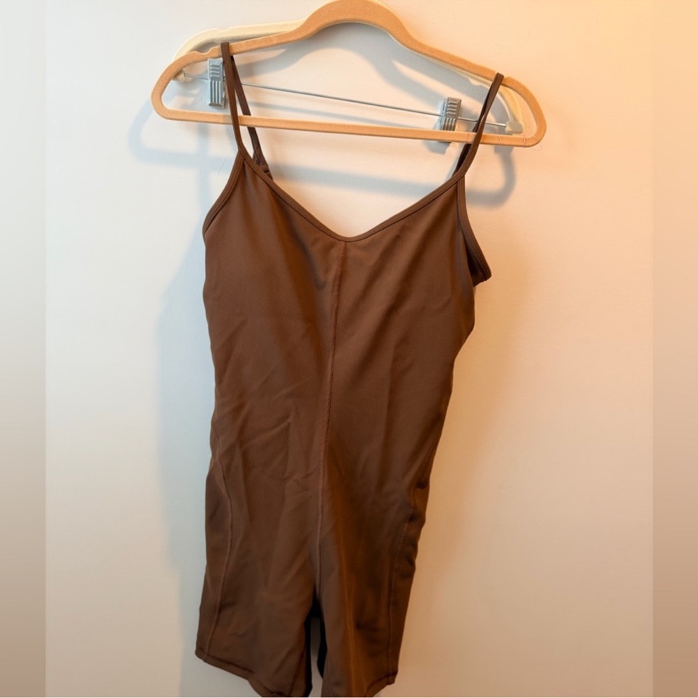Lulu🍋 Ribbed Contoured Unitard - Java Brown - Picture 6 of 8